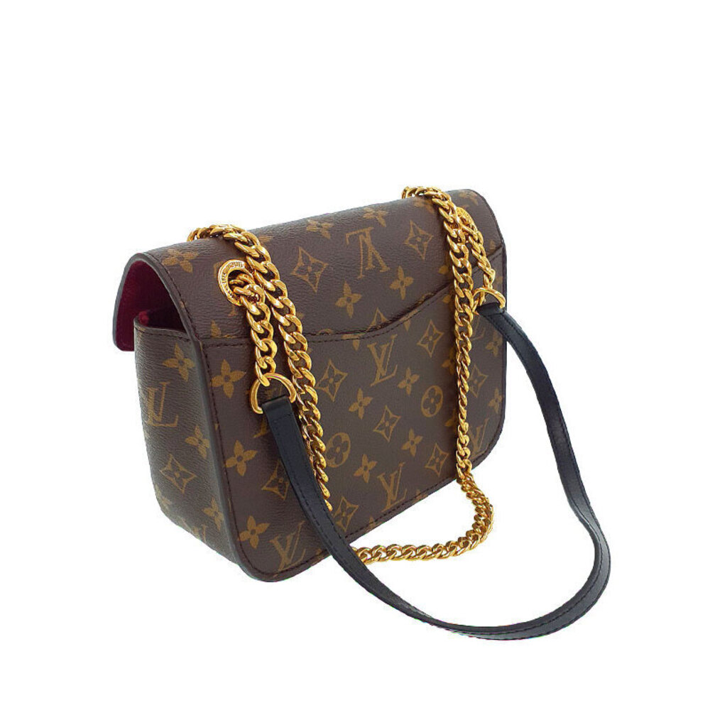 Louis Vuitton Chain Passy Shoulder Bag Brown Monogram Leather